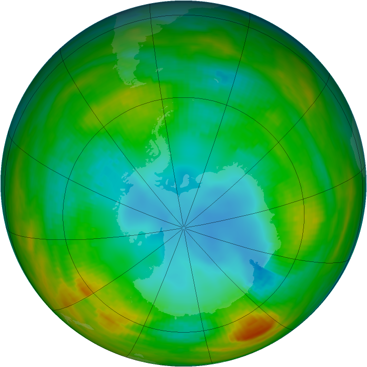 Antarctic ozone map for 12 August 1983